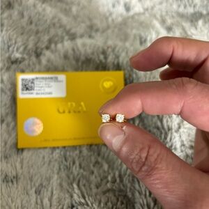 Luxury Yellow Gold Moissanite Diamond Stud Earrings